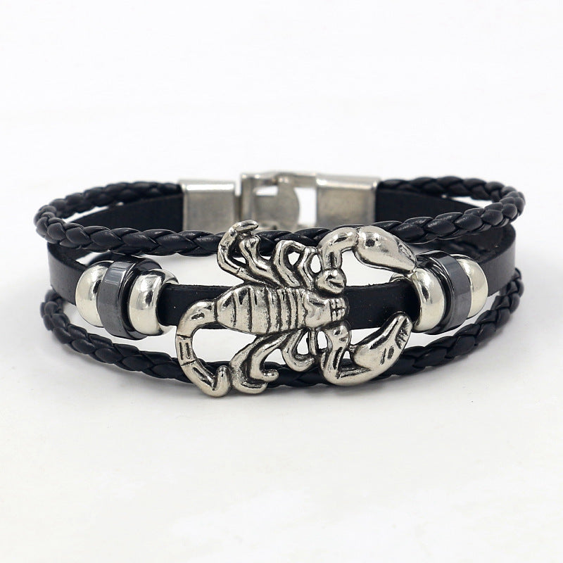 Wholesale Scorpion Male Leather Bracelet